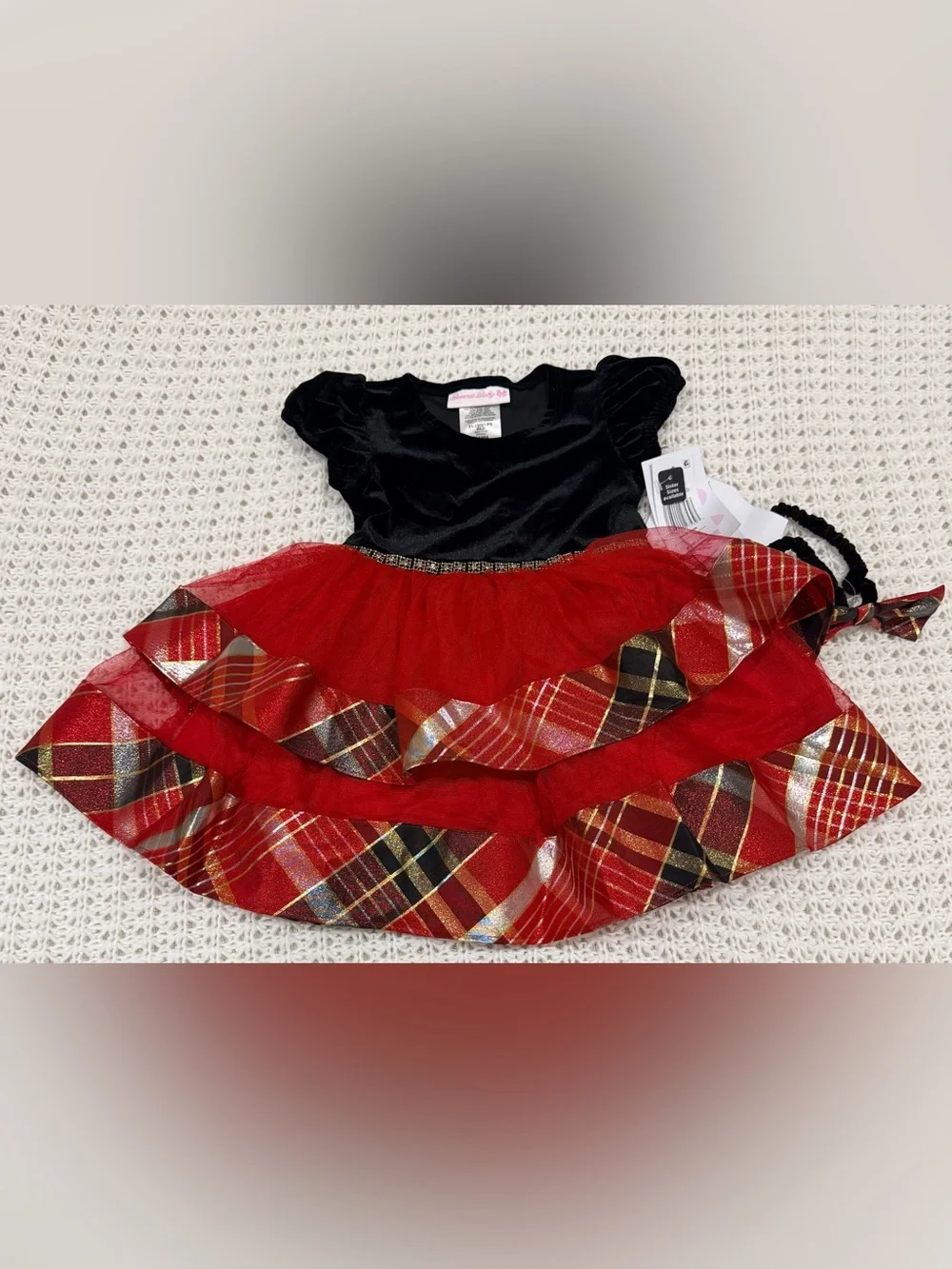 Bonnie baby girl holiday dress with a black velvet bodice & layered skirt sz 18m